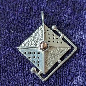 Vintage 14K Gold And 925 Sterling Silver Designer Mid-Century Modern Pendant